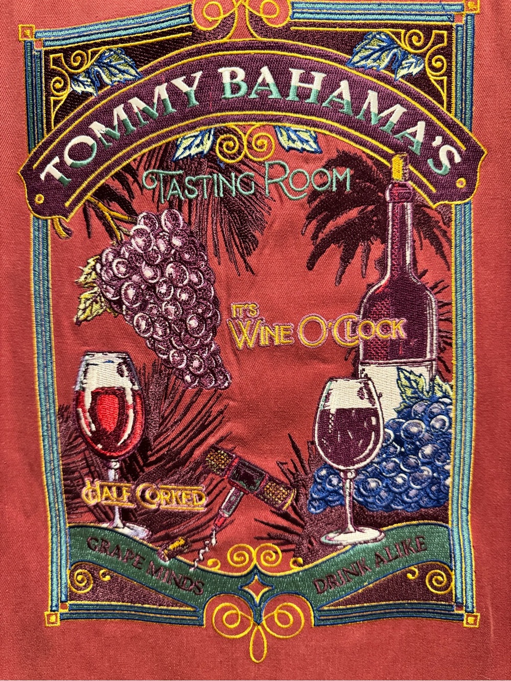 Tommy Bahama Camp Shirt-It’s Wine O’Clock Embroidered XL